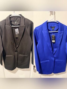 Robert Louis Tailored Blazer Jacket in Black and Royal Blue Size S